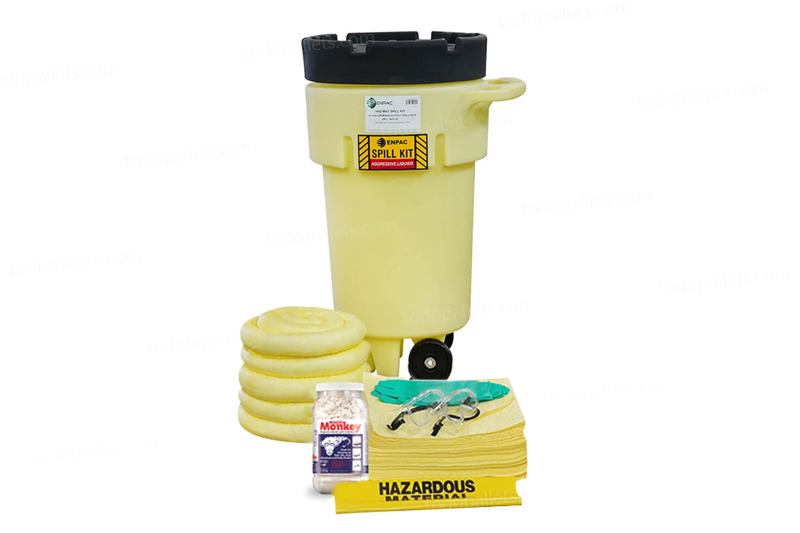 Kit50HazMatT_b_001 Kit Antiderrames 50 galones con ruedas con Tambor de Salvamento – Agresivos / HazMat - Imagen 1