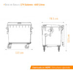 Bote de Basura 660 Lts. / 174 Galones color Verde - Imagen 12