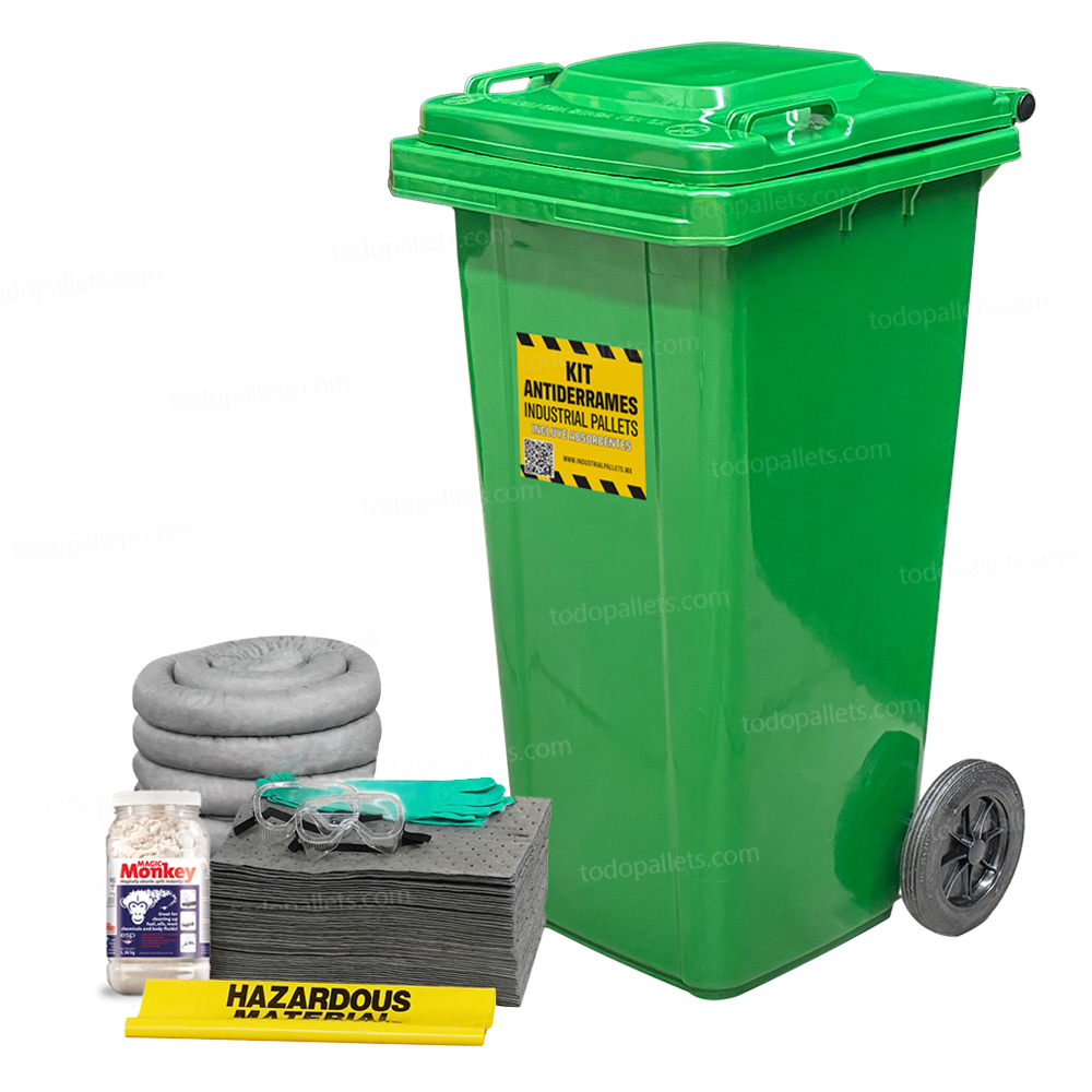Kit50UnivC_b_001 Kit Antiderrames Móvil 50 Galones con Contenedor de Plástico - Universal - Imagen 1
