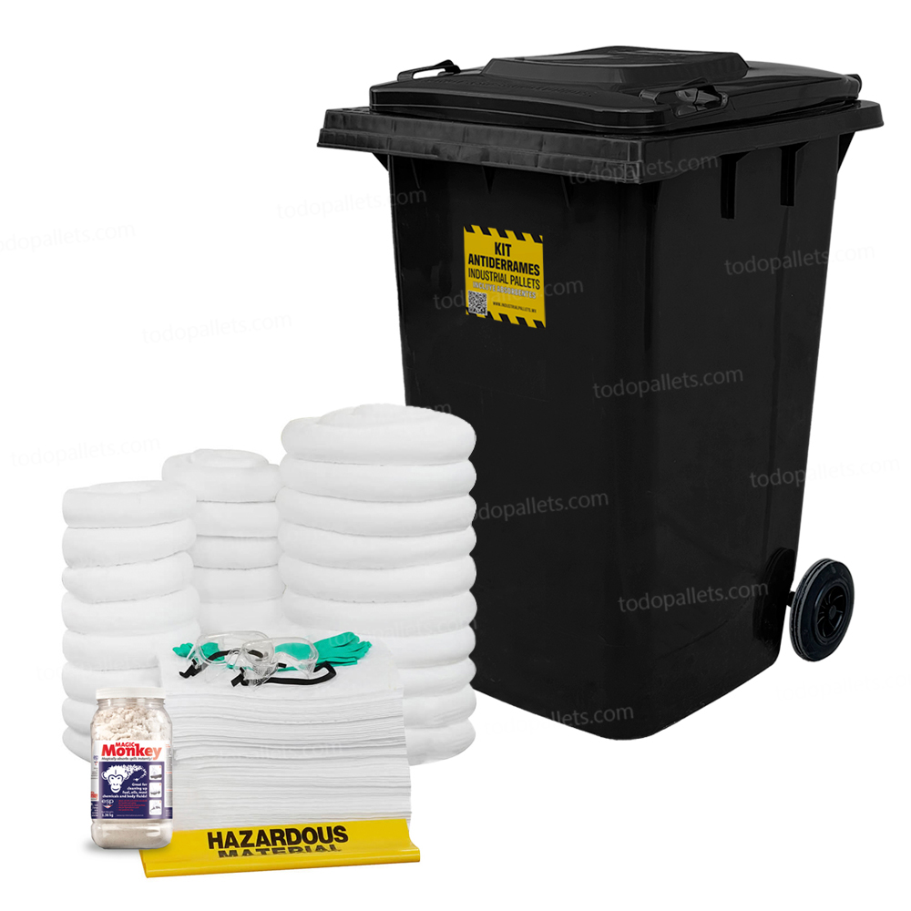 Kit95OilC_001 Kit Antiderrames Móvil 95 Galones con Contenedor de Plástico - Sólo Aceite - Imagen 1